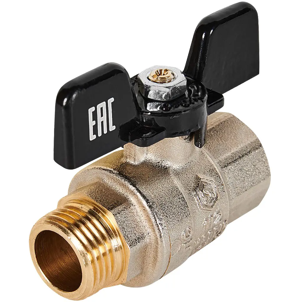 Изображение товара Кран шаровой прямой Stout DN15 PN40 1/2 НР/ВР латунь ручка бабочка