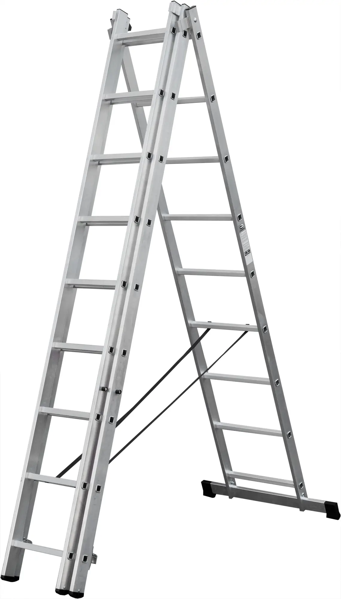 Изображение товара Лестница раскладная алюминиевая 3-секционная Dilwis 9 ступеней Россия