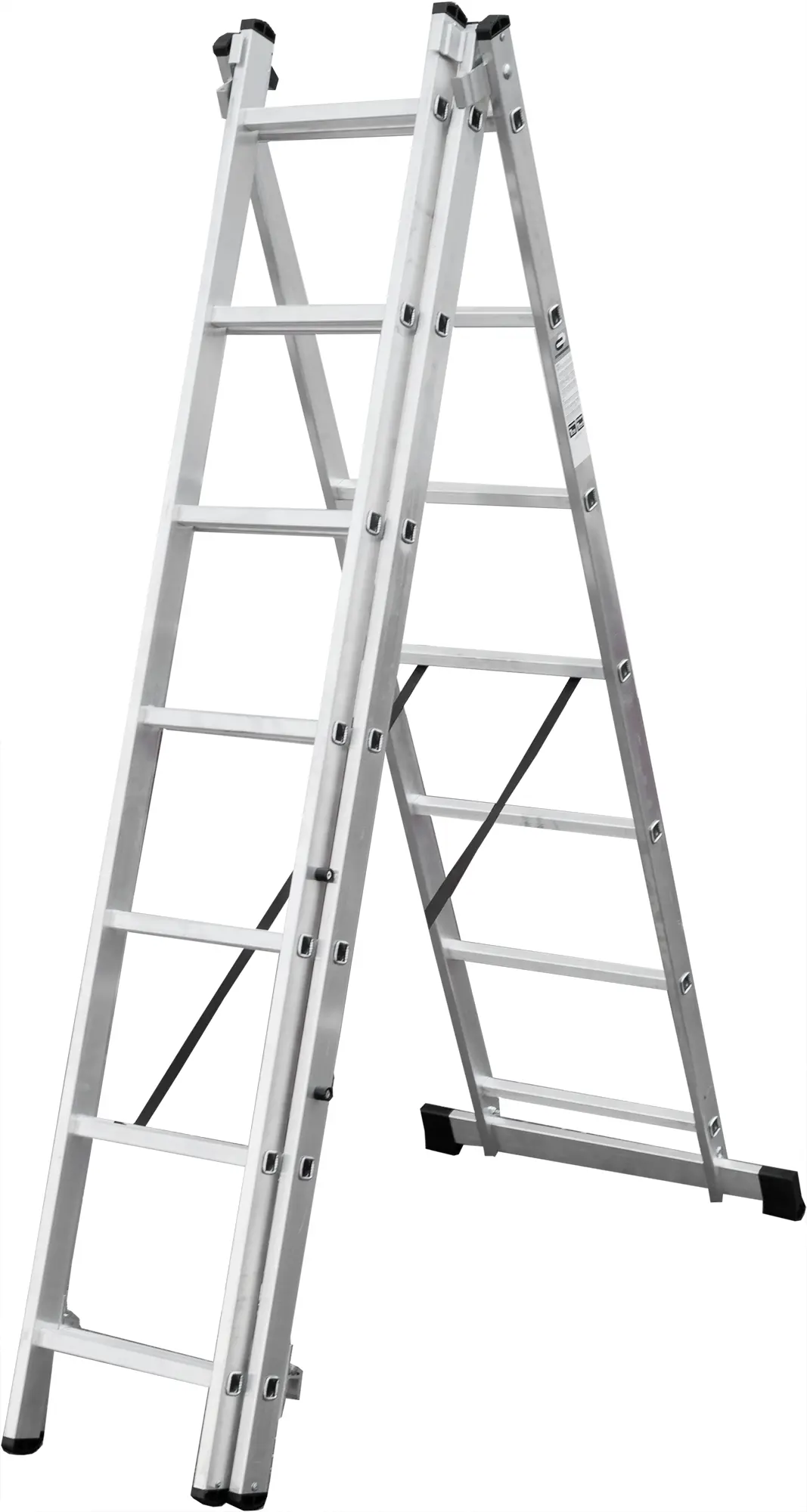 Изображение товара Лестница раскладная 3-секционная алюминиевая DILWIS 7 ступеней максимальная нагрузка 150 кг