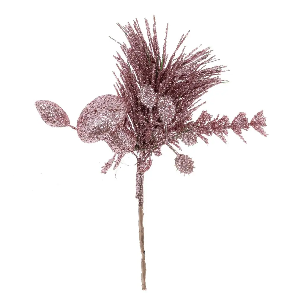 Изображение товара Новогоднее украшение Цветок искусственный 19x11 см цвет розовый