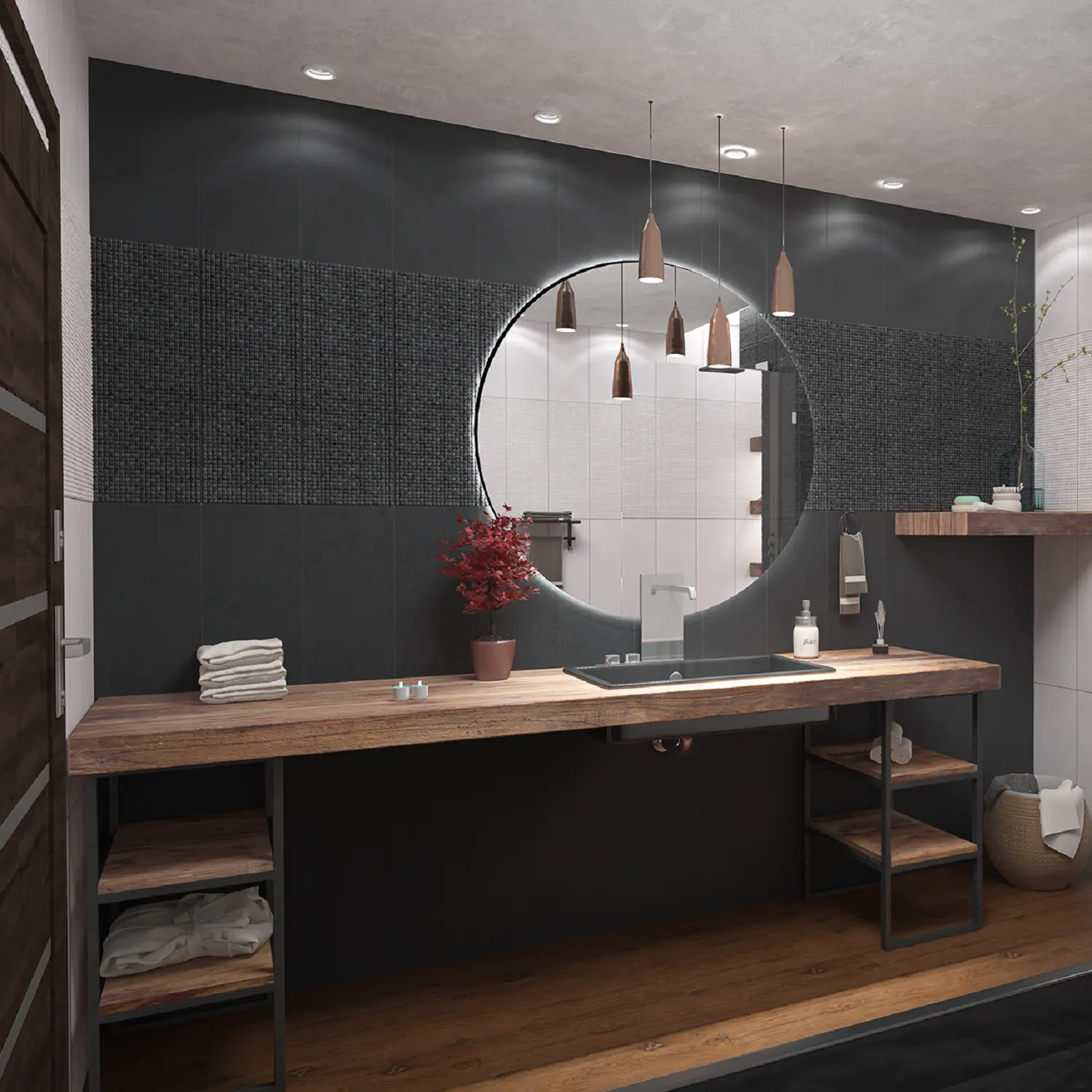 Изображение товара Плитка настенная Azori Alba Grafite 25.1x70.9 см 1.25 м² черная