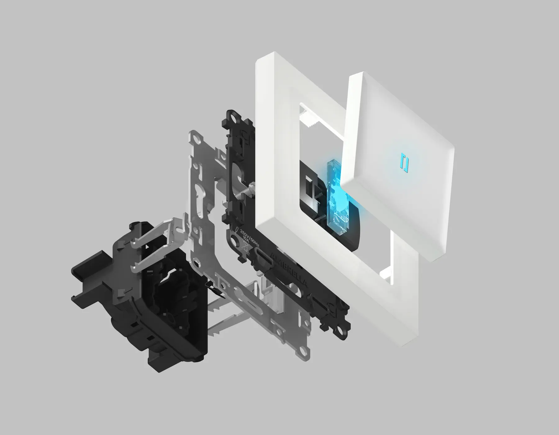 Изображение товара Выключатель встраиваемый Ambrella volt VM101 1 клавиша цвет серый