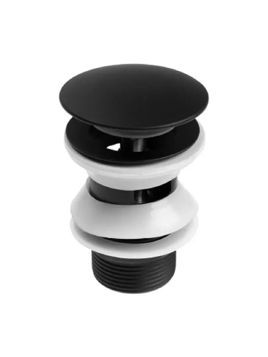 Изображение товара Донный клапан для раковины Griale черный 8 см клик-клак нержавеющая сталь