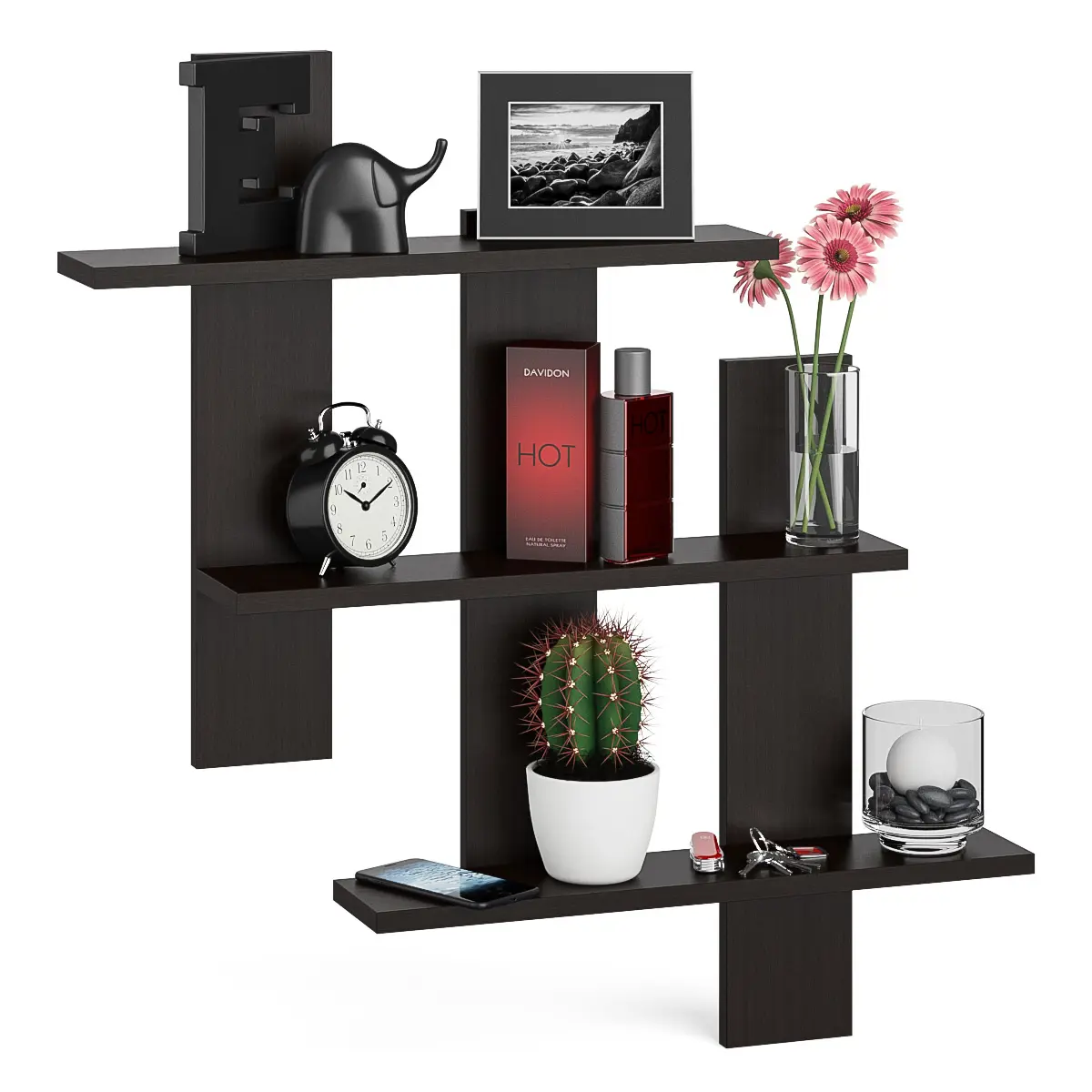 Изображение товара Настенная полка СВК 84x14 см из ЛДСП цвет венге легко установить в любом помещении