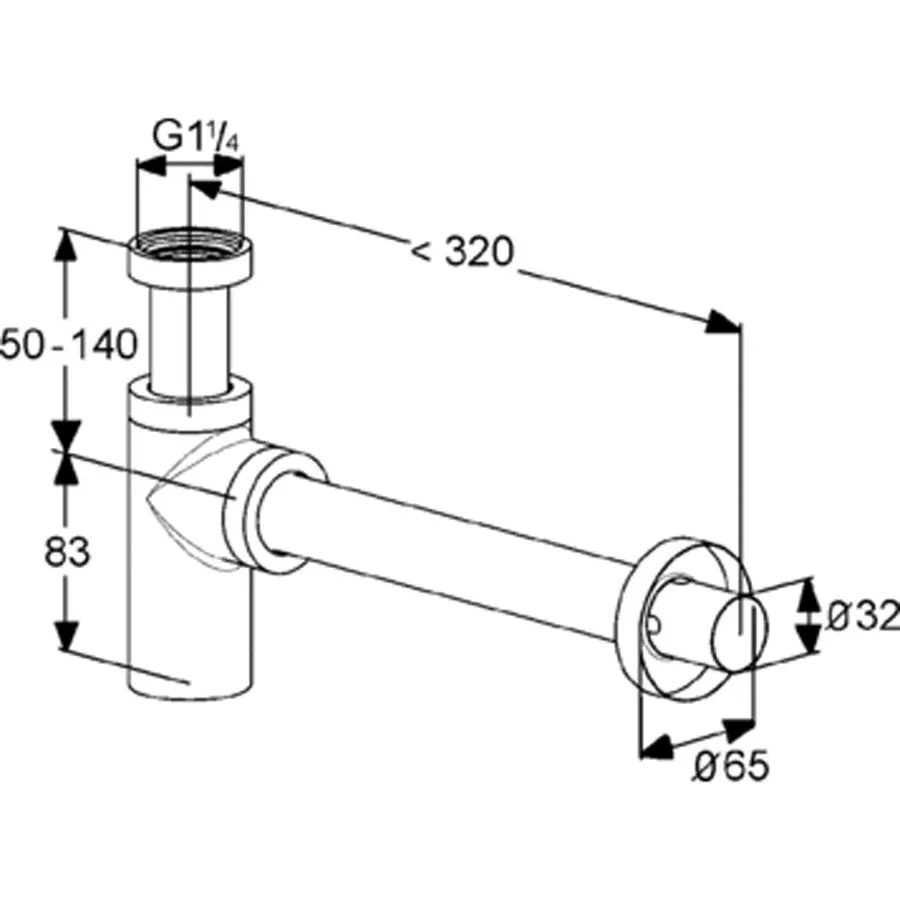 Изображение товара Сифон для раковины Kludi 10020N0-00 D50 мм без перелива цвет золото