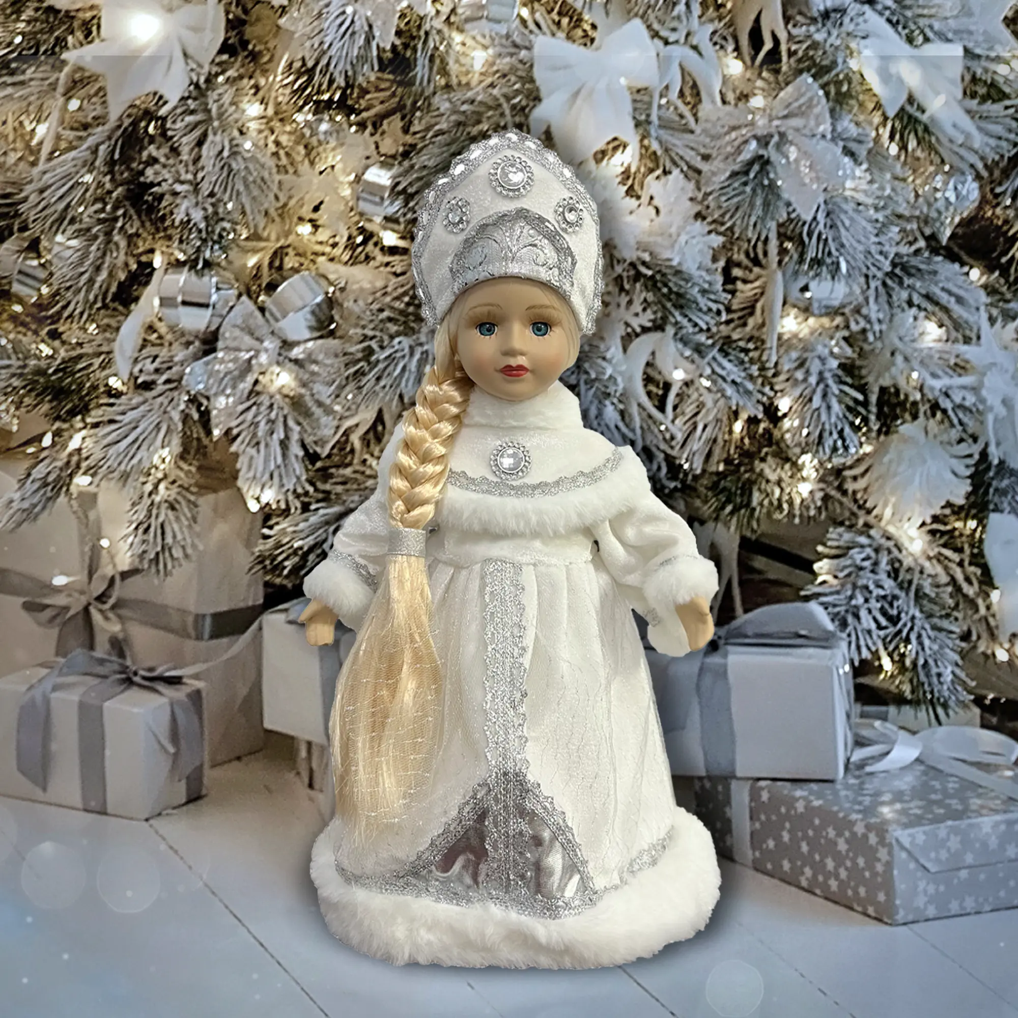 Изображение товара Новогоднее украшение Снегурочка 32x20.5 см белый