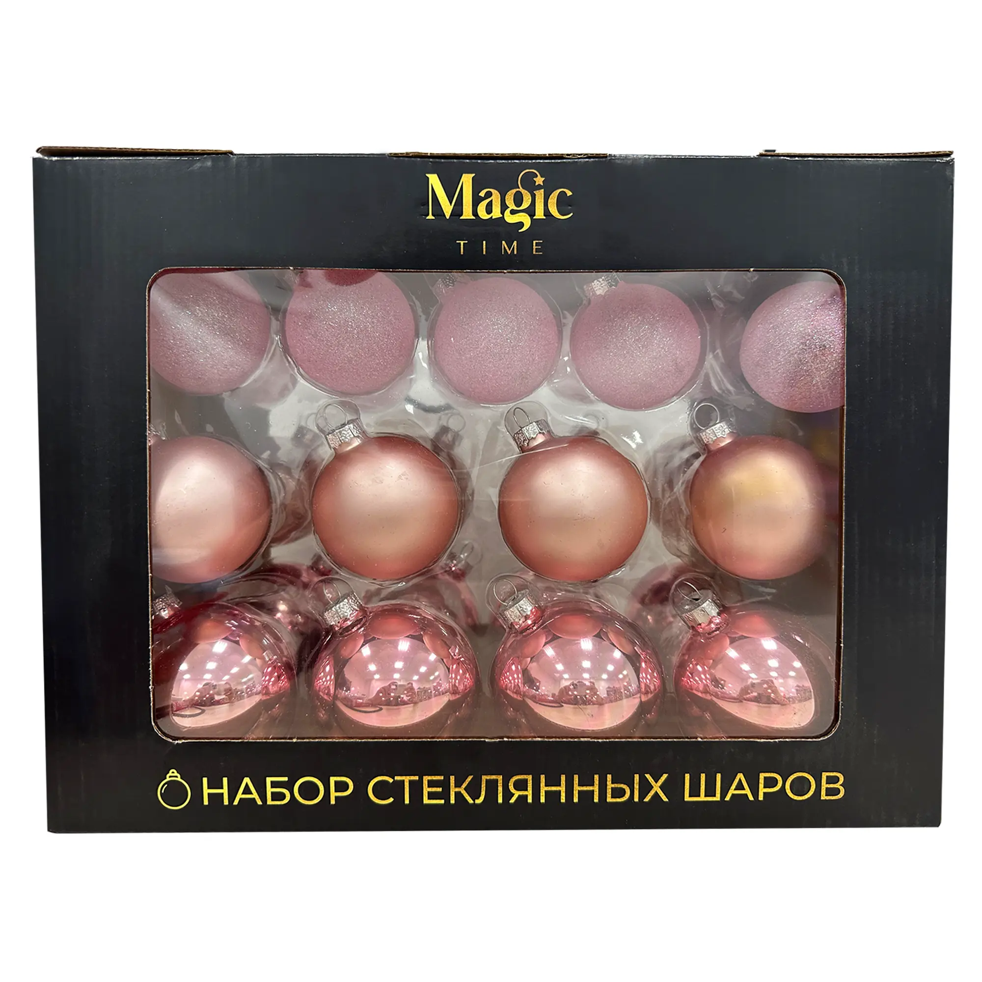 Изображение товара Набор елочных украшений Подвес ø5 см стекло розовый 26 шт.