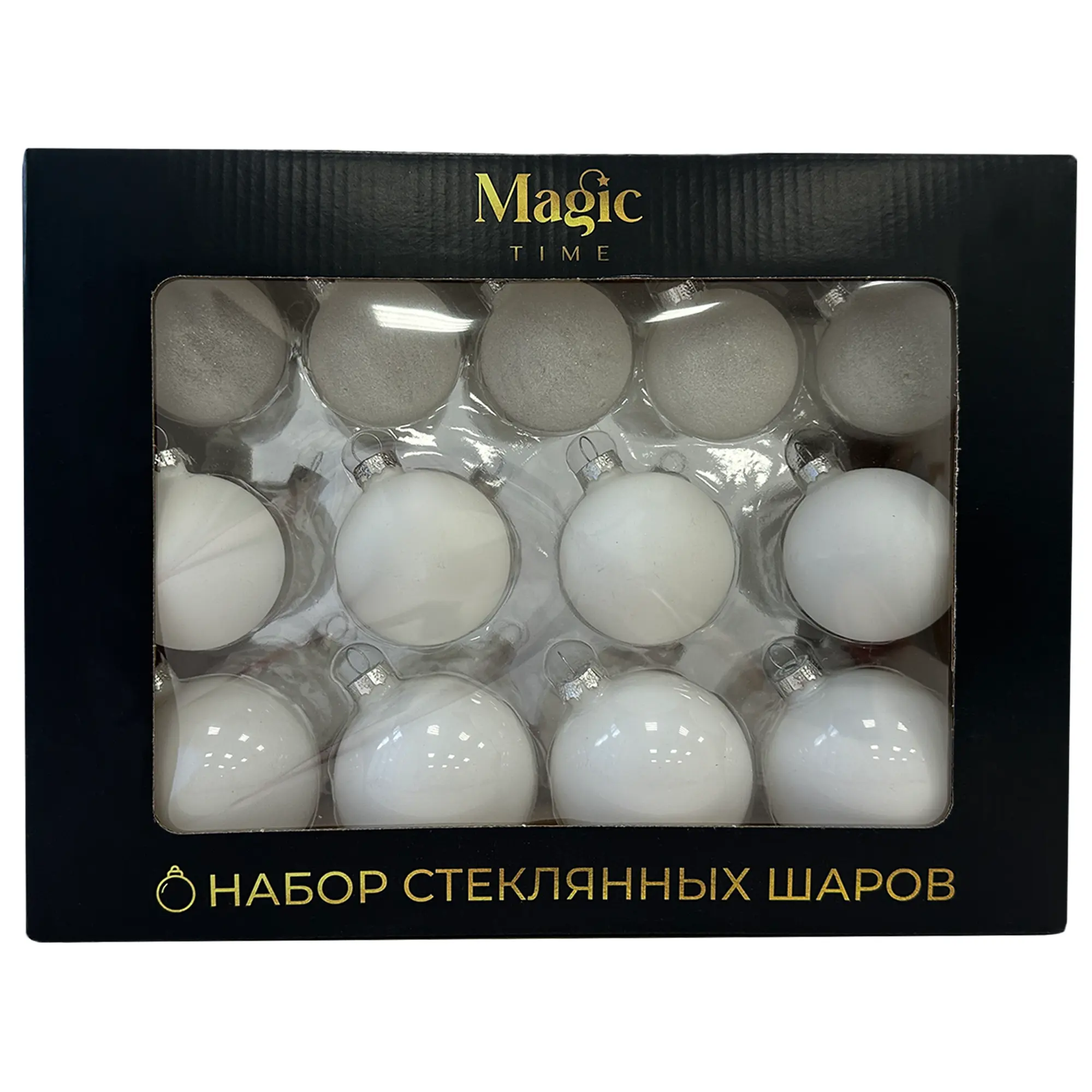 Изображение товара Набор елочных украшений Подвес ø5 см стекло белый 26 шт.