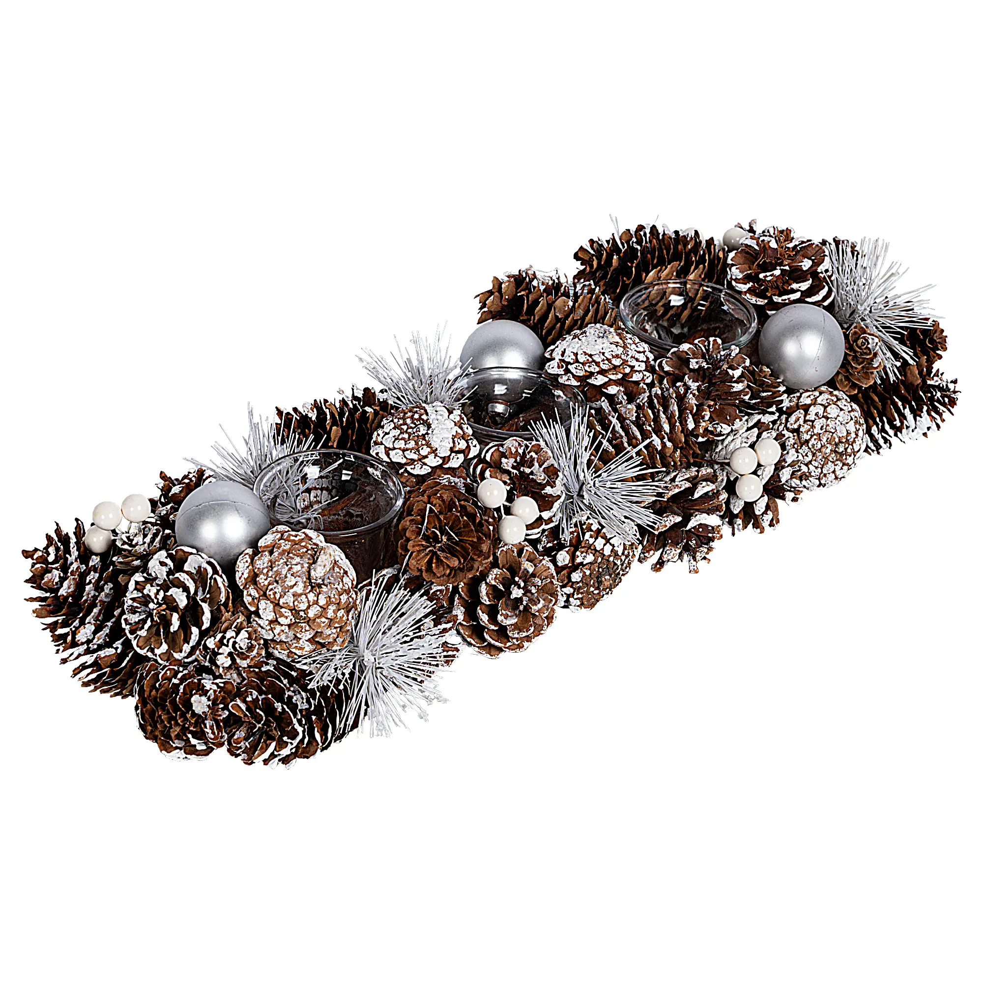 Изображение товара Декоративное украшение Подсвечник из шишек 45x17 см