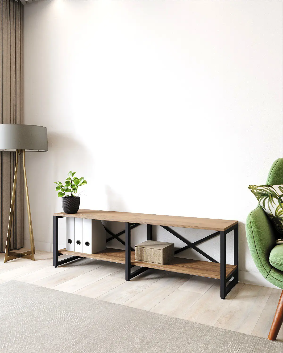 Изображение товара Стеллаж с полками Лофт A1 home 134x44x34 см Дуб Веллингтон