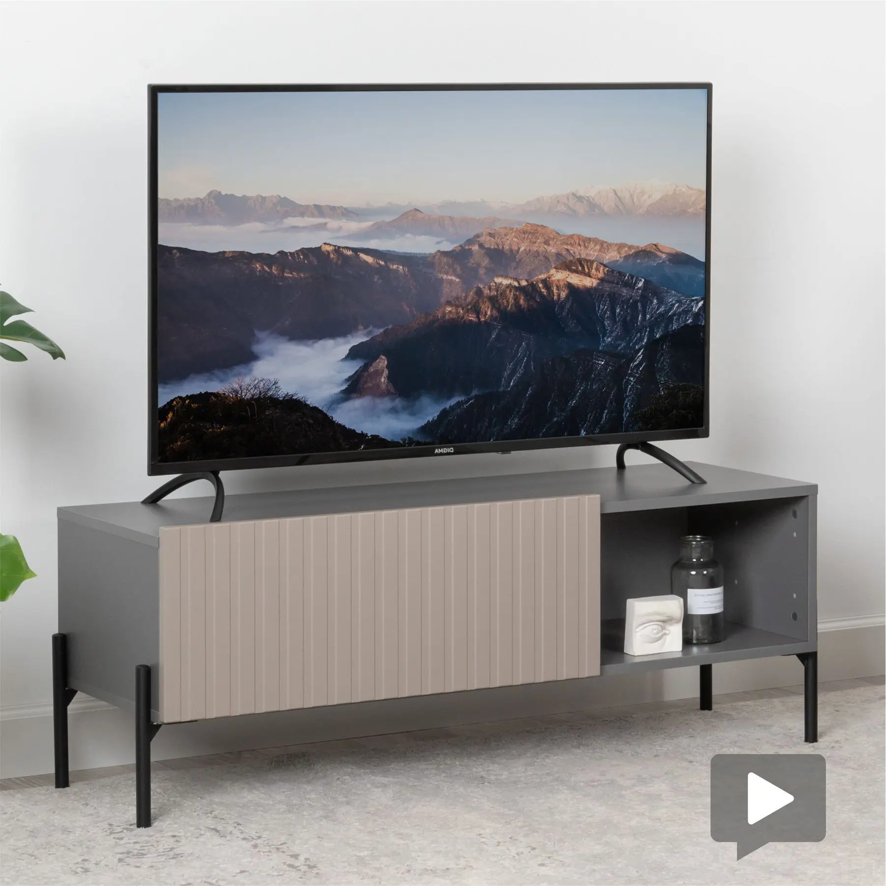 Изображение товара Тумба под телевизор Egregor Вивьен 115.6x42x37 см серый, кремовый