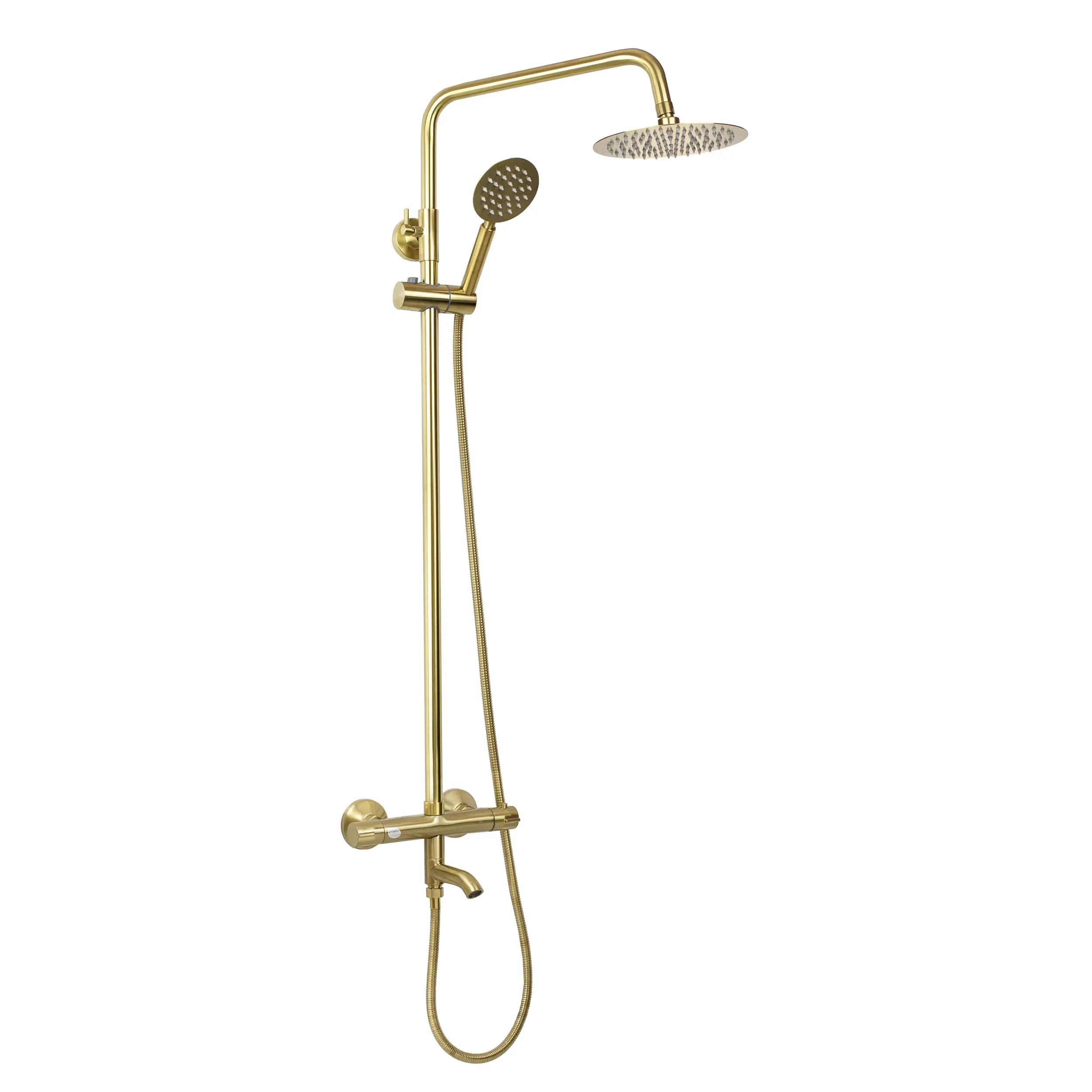 Изображение товара Душевая система DIADONNA D65-35003G термостатический смеситель с тропическим душем цвет золотистый