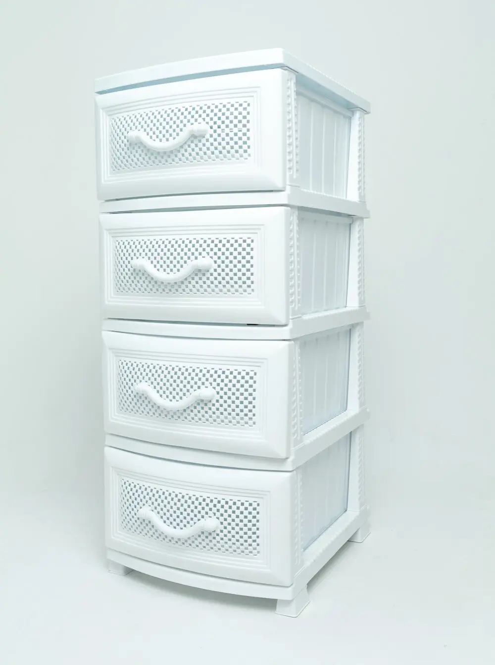 Изображение товара Комод Росспласт Ромашка белый 4 ящика 38x47x95 см пластик цвет белый