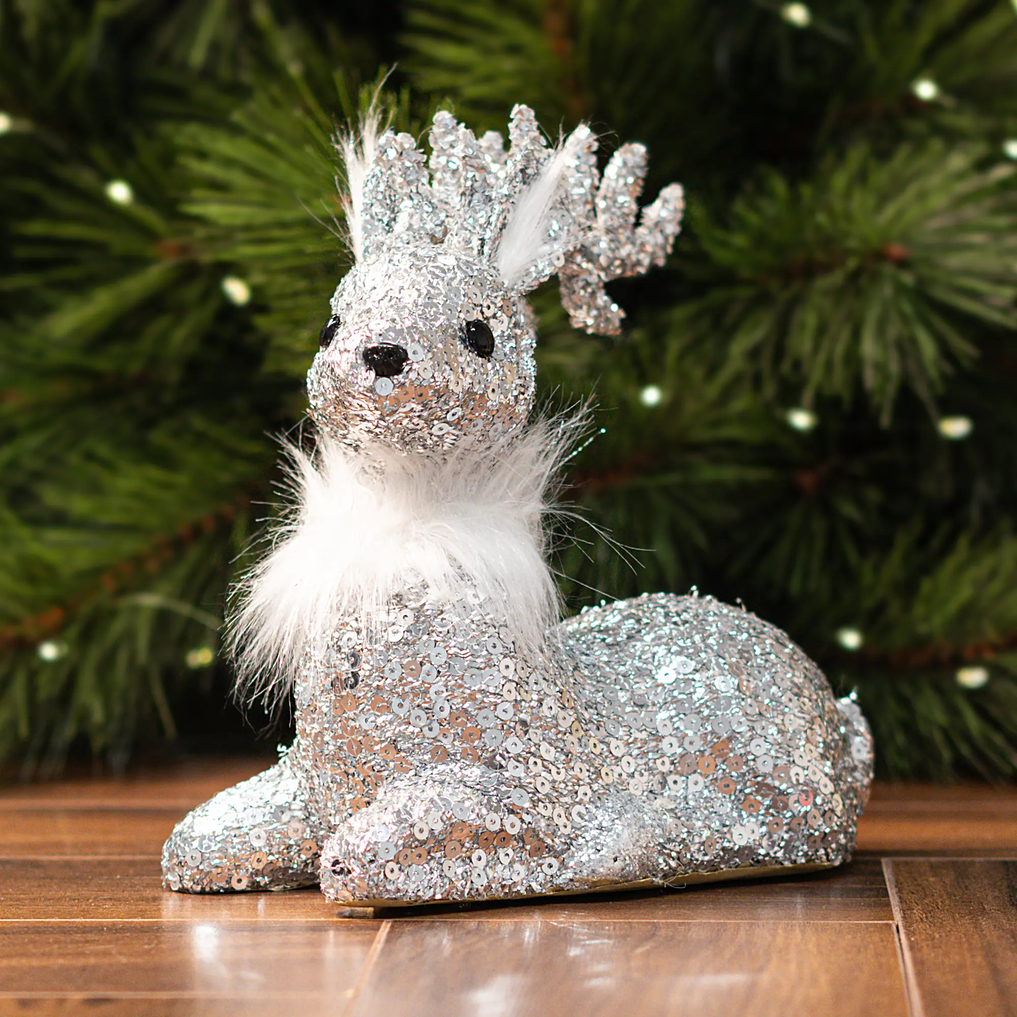 Изображение товара Декоративная фигура Олень 20x13 см серебристый