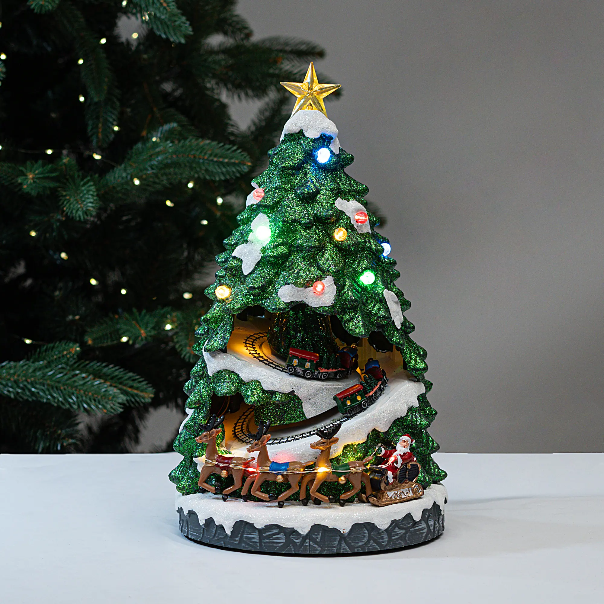 Изображение товара Новогодняя композиция светящаяся Елка с поездом