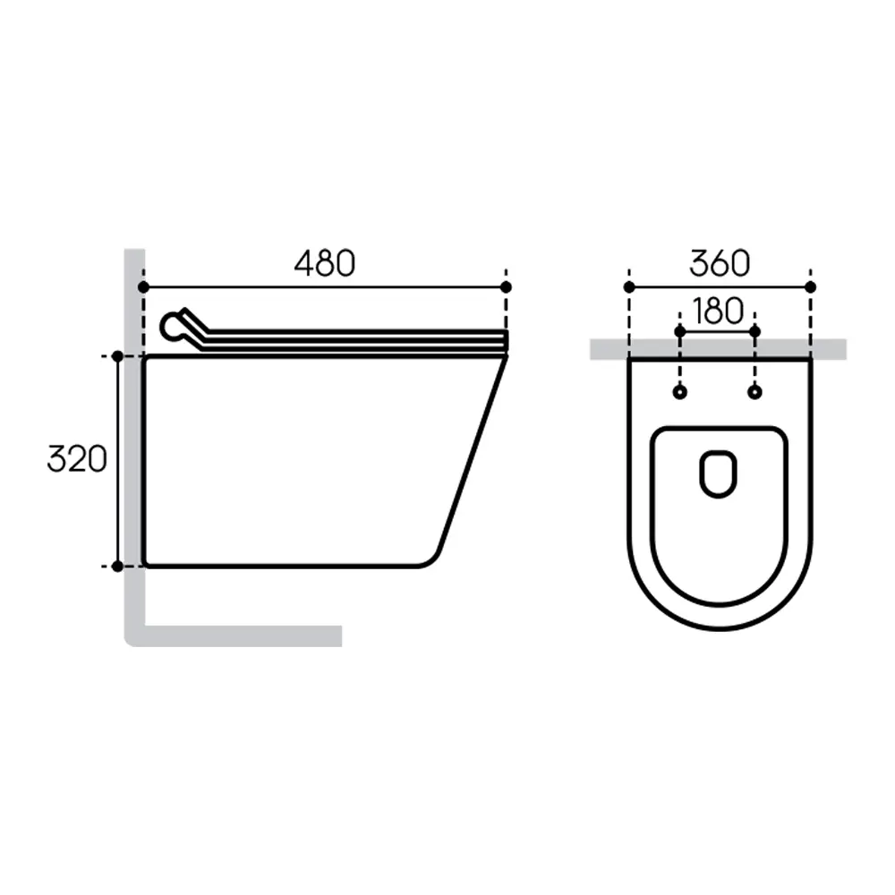 Изображение товара Унитаз подвесной Aqueduto CONT0110 безободковый с сиденьем микролифт