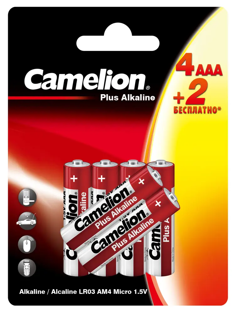 Изображение товара Батарейка алкалиновая Camelion Plus Alkaline 4+2LR6-BP AAA на 6 штук