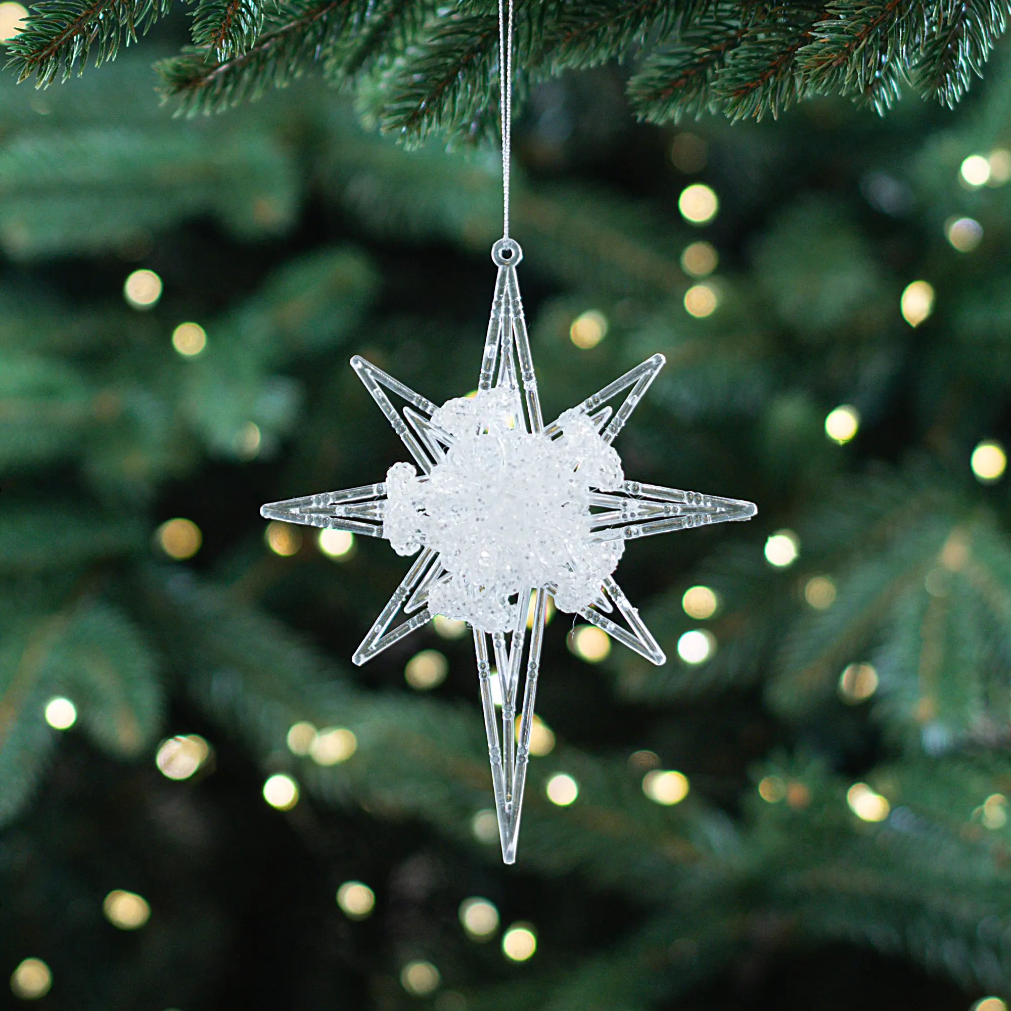 Изображение товара Елочная игрушка Звезда 15.5x12.5 цвет белый