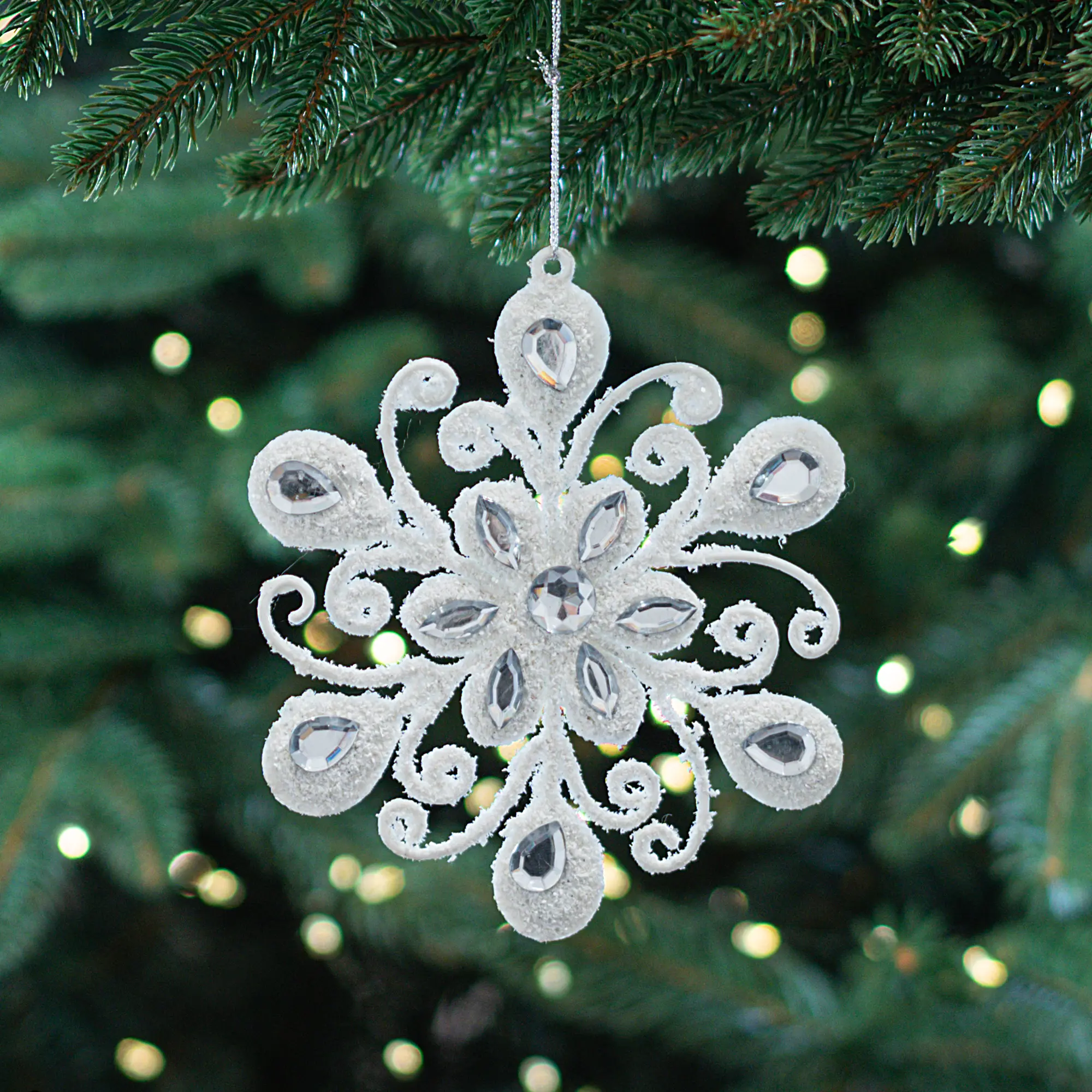 Изображение товара Елочная игрушка Цветок 15x15 цвет белый