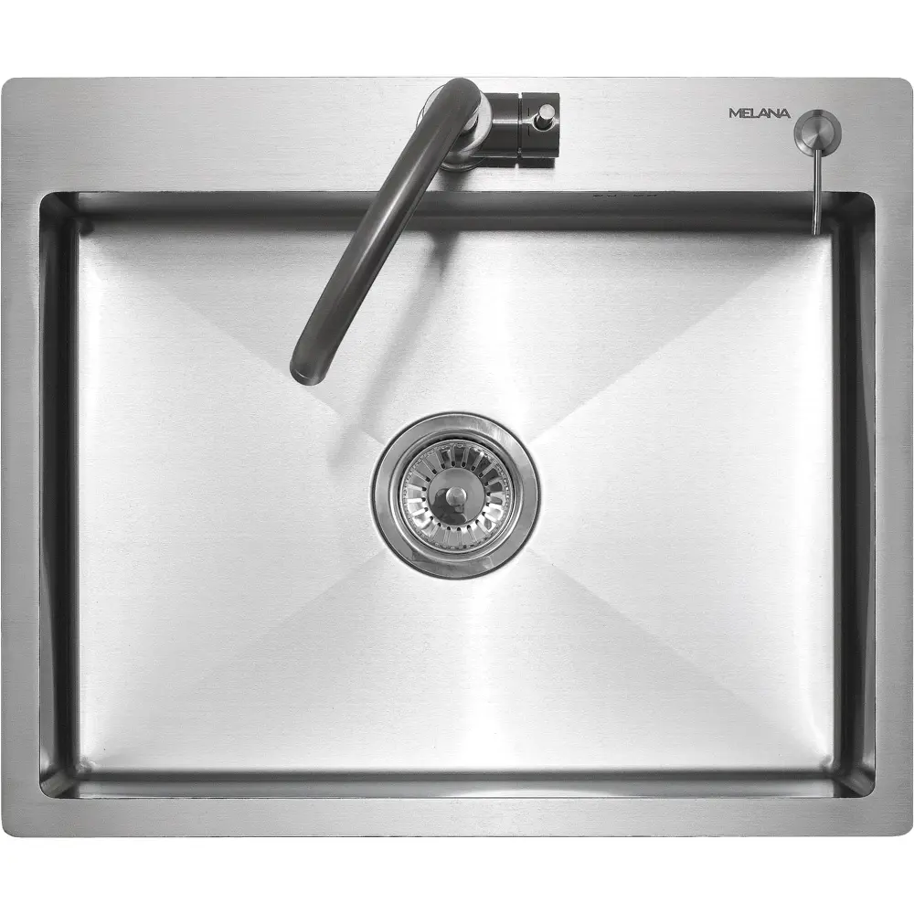 Изображение товара Мойка для кухни врезная с дозатором Melana R6050H 60x50 см глубина чаши 20 см Нержавеющая сталь 304 (хорошая прочность) цвет серебряный