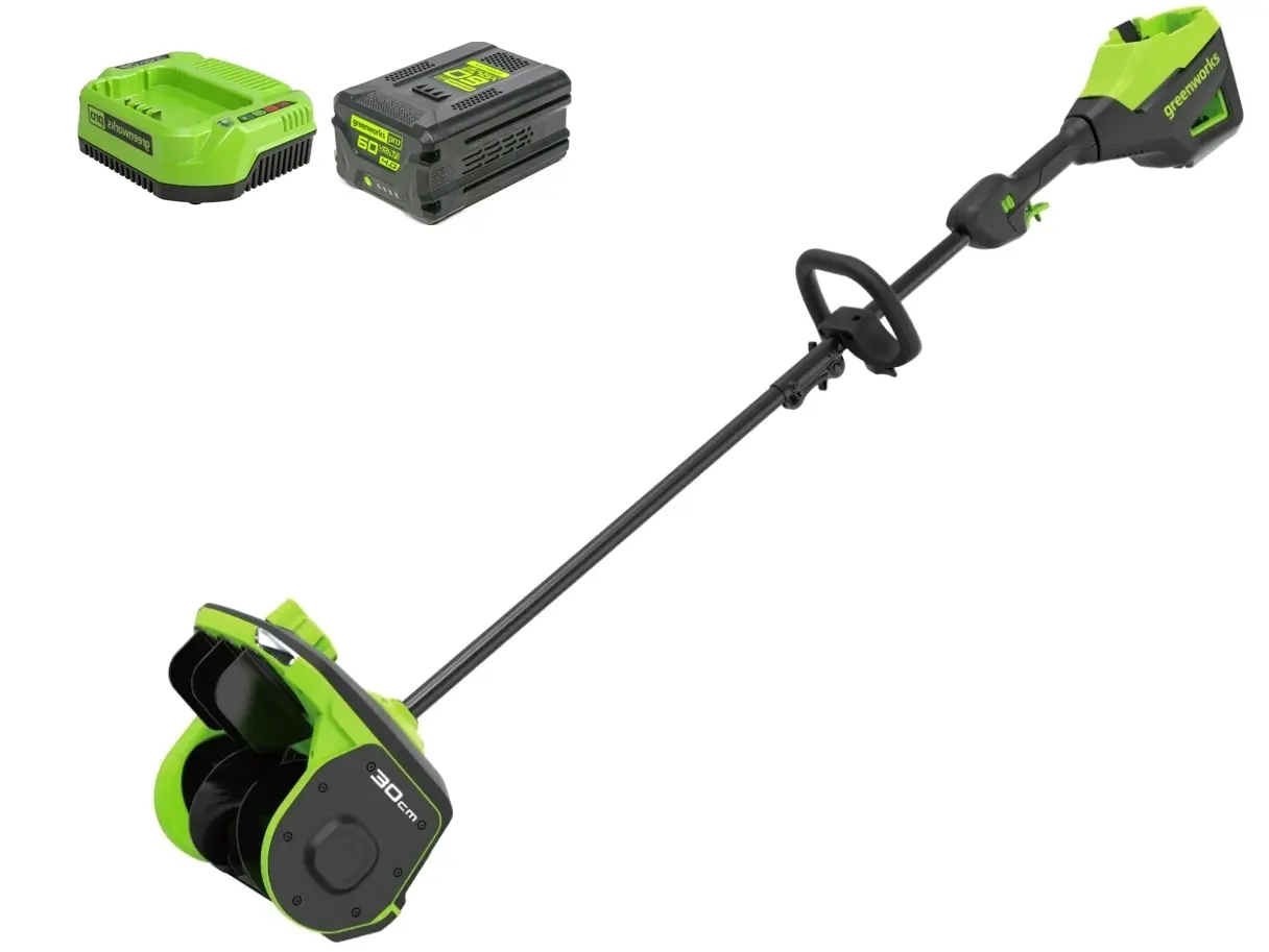 Изображение товара Снегоуборщик аккумуляторный бесщёточный Greenworks 2602607UB НСК 30 см 60 В 1x4 Ач АКБ и ЗУ в комплекте