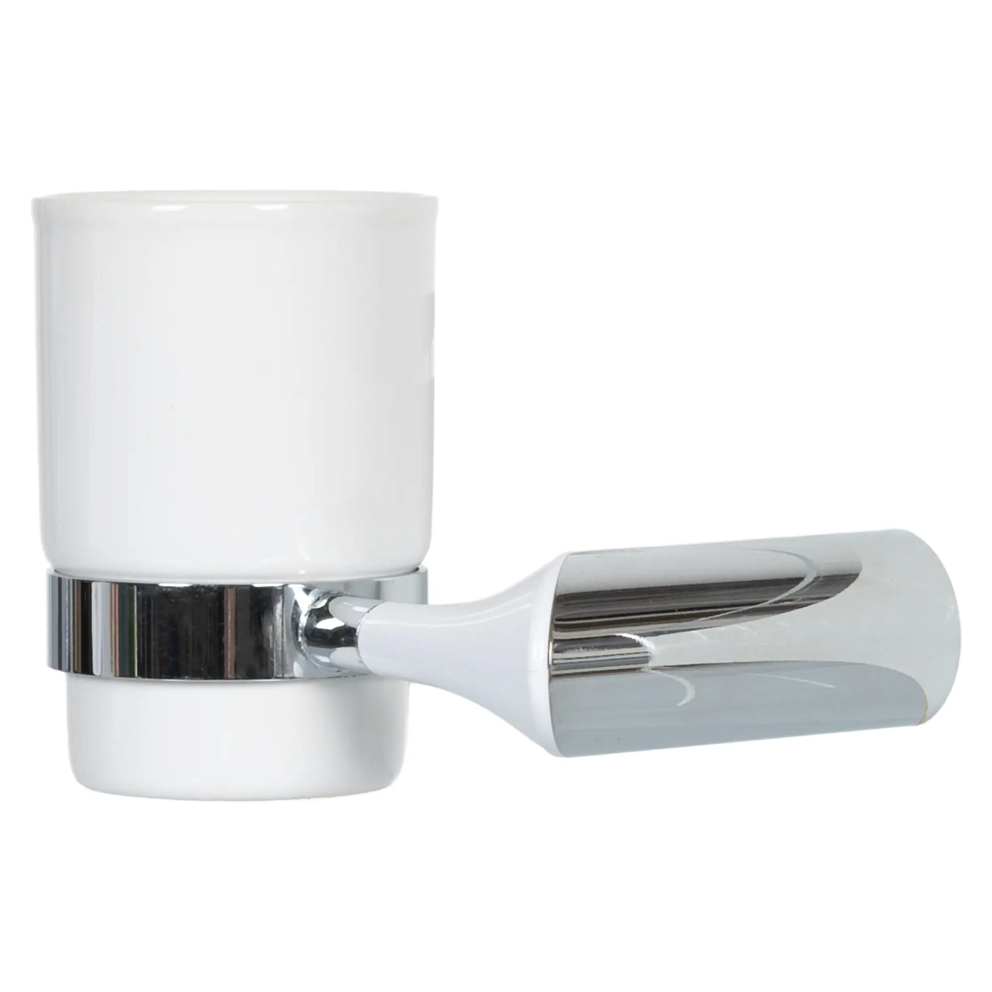 Изображение товара Стакан для зубных щеток Swensa Lock SWR-6600-03-CRM, керамика металл, белый хром