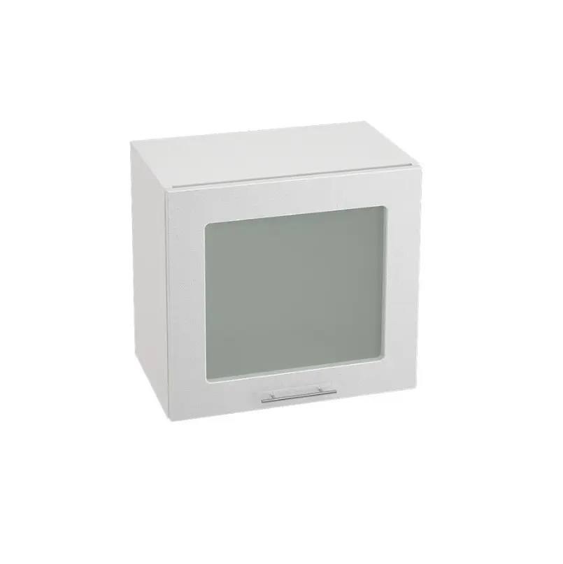 Изображение товара Кухонный шкаф навесной Василиса горизонтальный высокий со стеклом 50x46x31.80 см фасад белый МДФ каркас белый ЛДСП Kameol