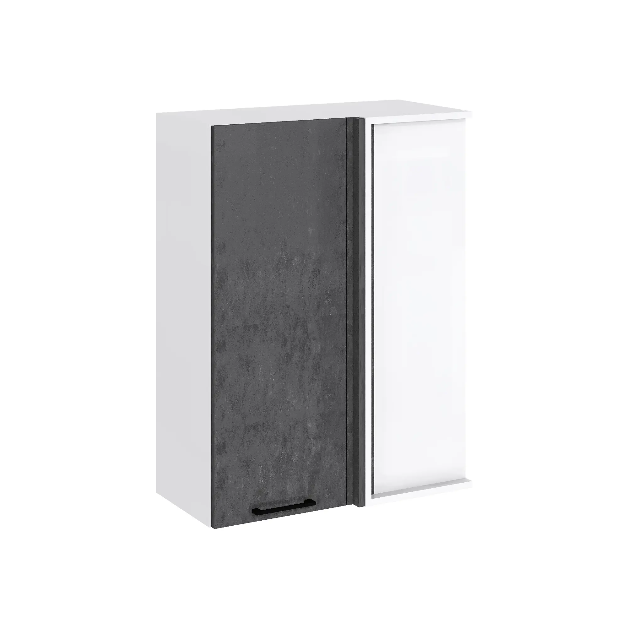 Изображение товара Угловой навесной шкаф Азазель 70x92x34.50 см фасад бетон ЛДСП каркас белый ЛДСП Kameol