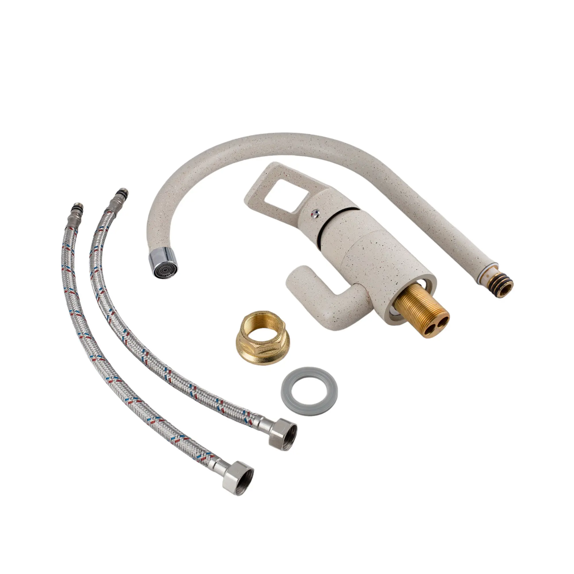 Изображение товара Смеситель для кухни Potato P7030-9 поворотный излив 22 см цвет светло-бежевый