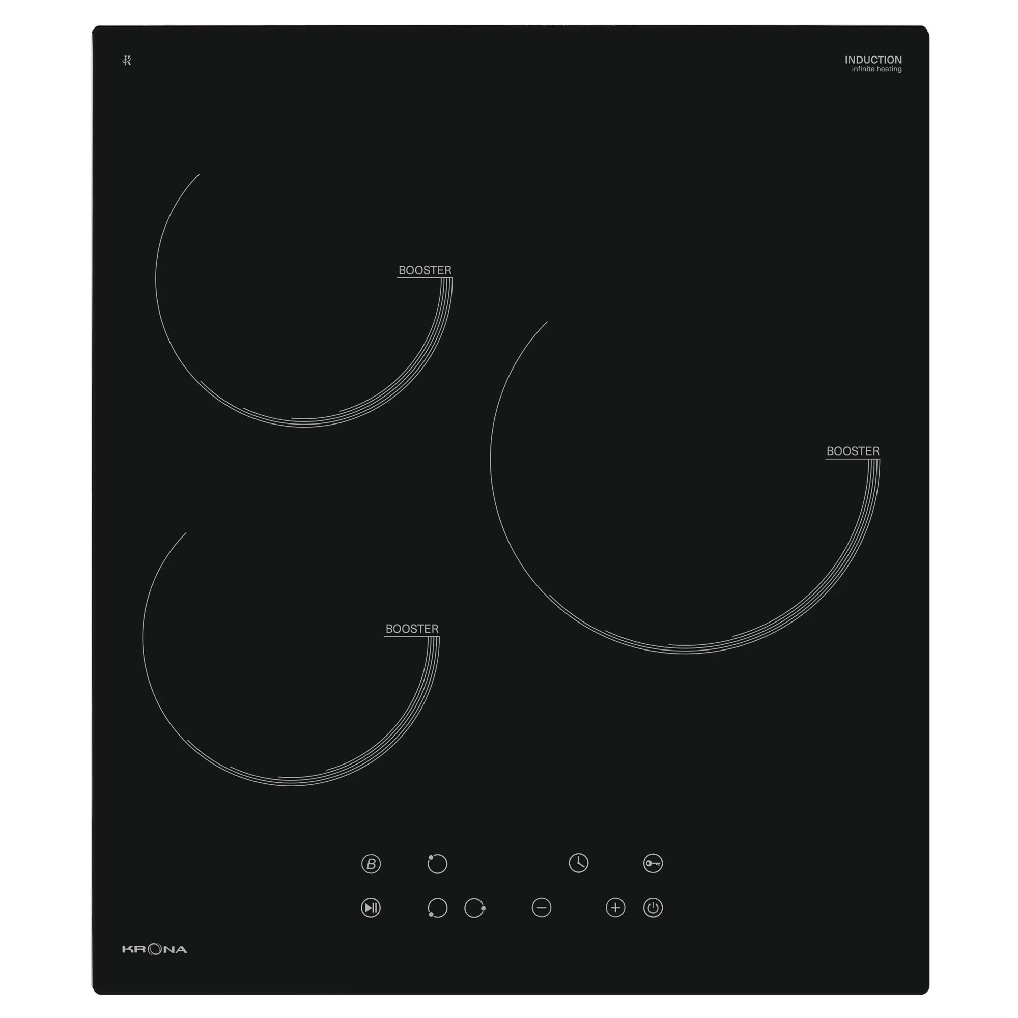 Изображение товара Электрическая индукционная варочная панель Krona PRESTO 45 BL черная, 3 конфорки