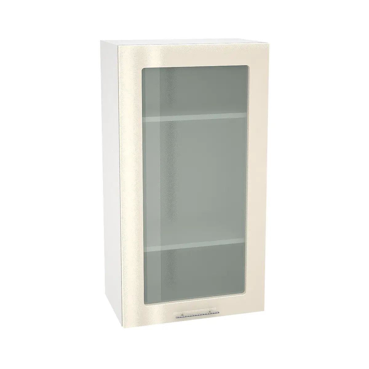 Изображение товара Навесной шкаф высокий Василиса со стеклом 50x92x31.80 см фасад ванильный МДФ каркас белый ЛДСП Kameol