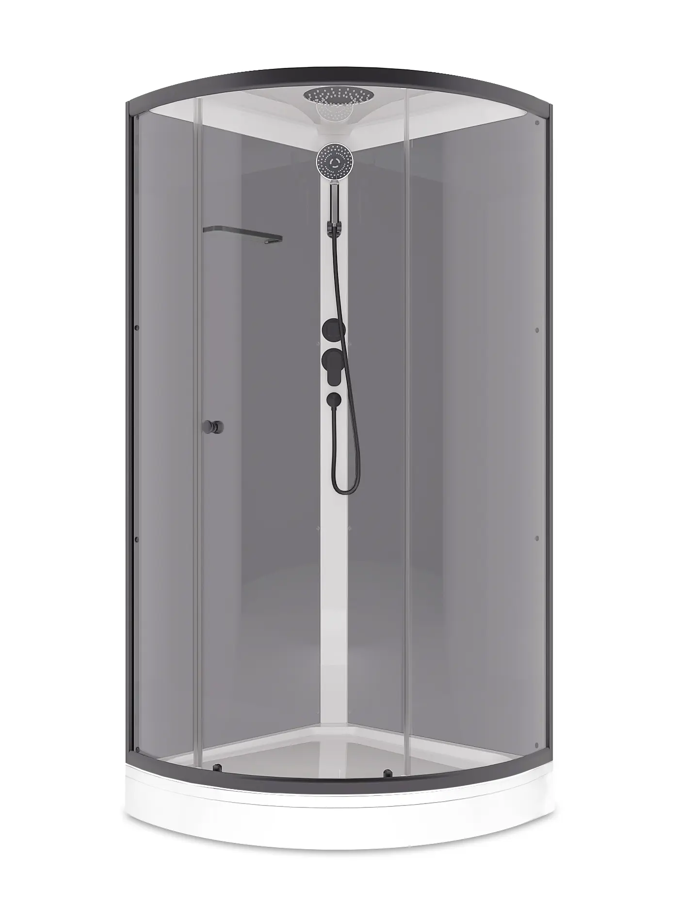 Изображение товара Душевая кабина Domani-Spa Simple 99 90x90x218 низкий поддон, серые стенки, прозрачное стекло, графит профиль