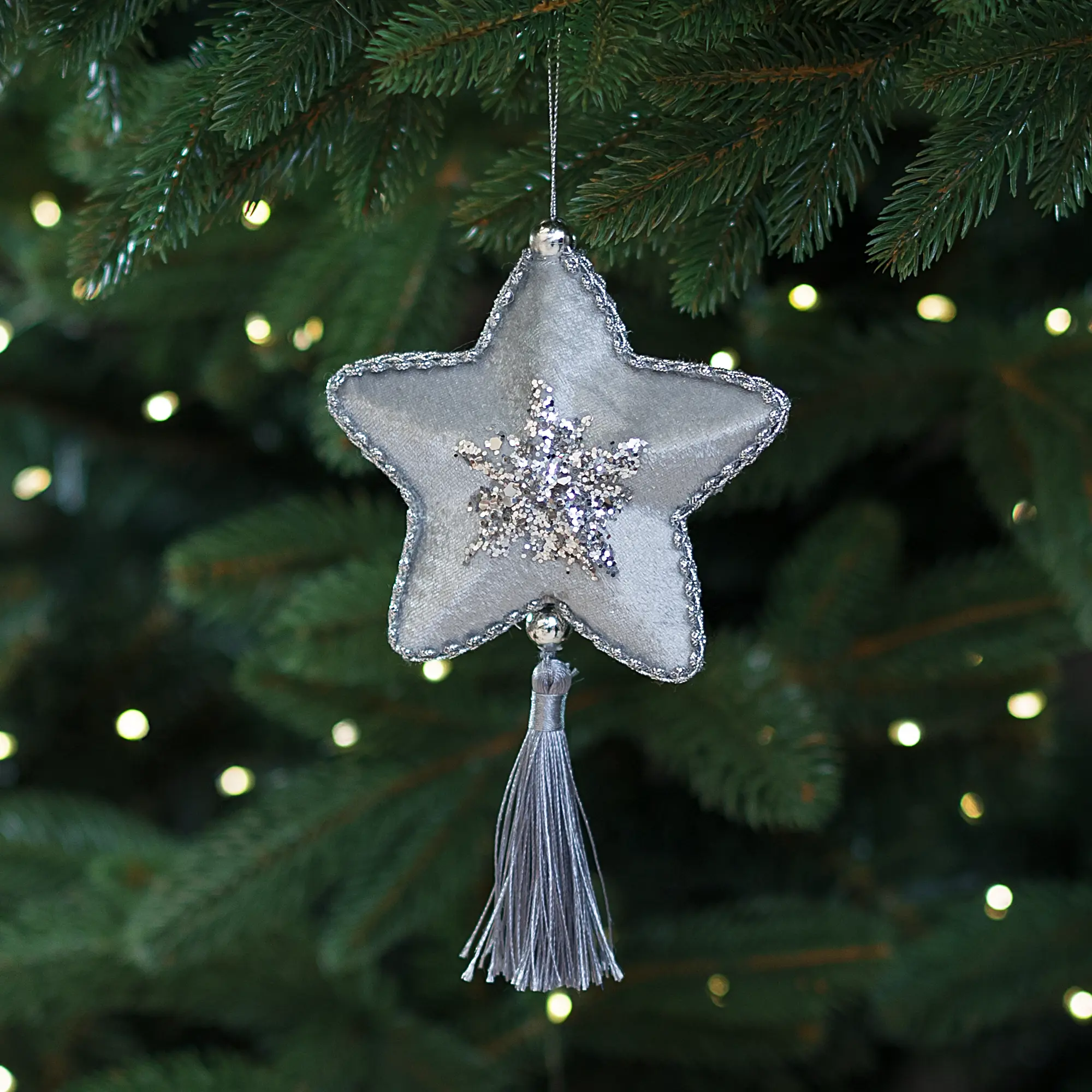 Изображение товара Украшение декоративное подвесное Звезда 19x11.5 см серебристый
