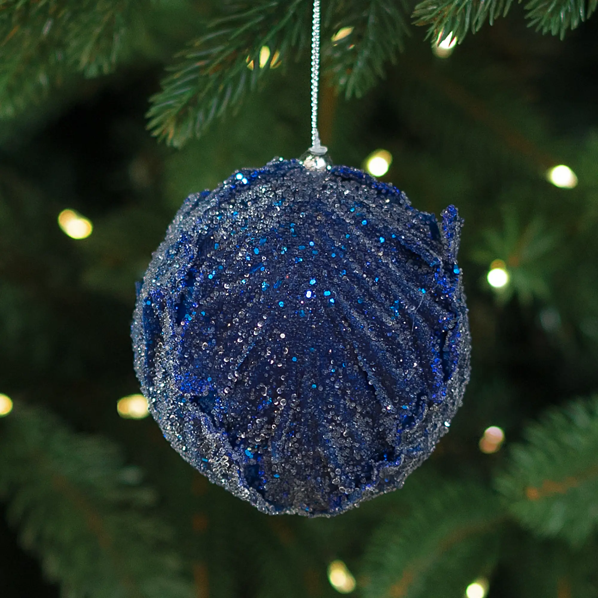 Изображение товара Шар елочный Лепесток ø10 см пластик синий