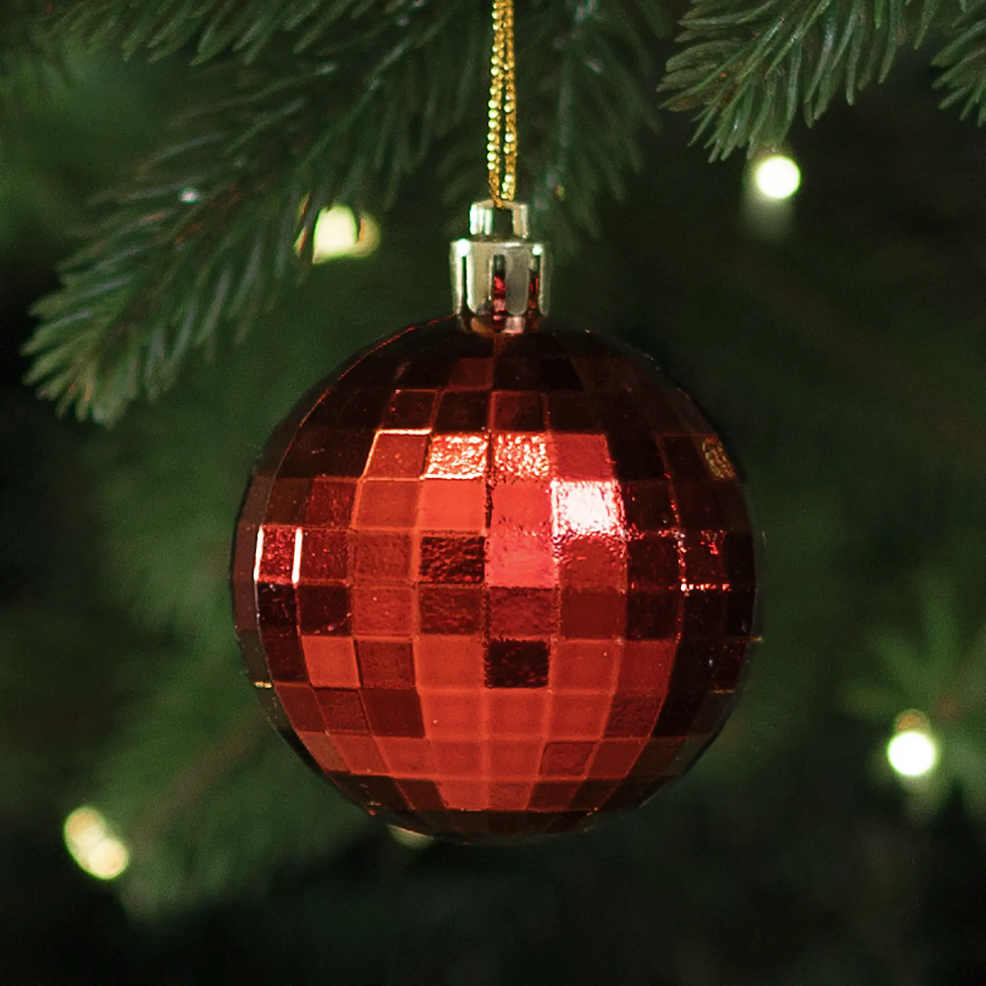 Изображение товара Елочный шар «Диско-шар» ø6 см пластик красный