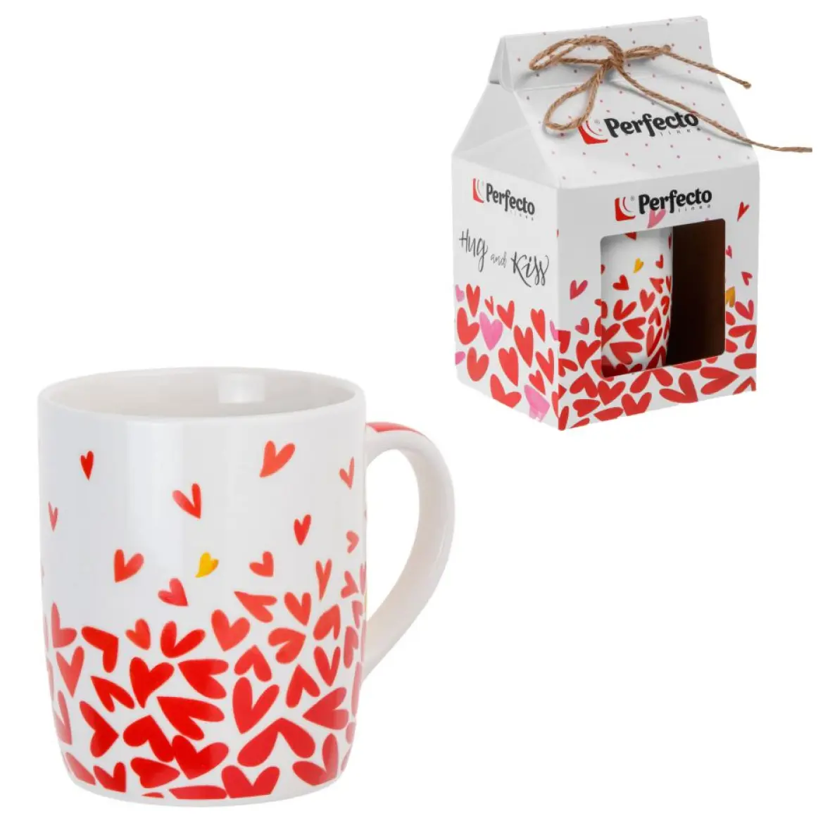 Изображение товара Кружка 350 мл Perfecto linea 30-063604 ЦЗ-2087669448 керамика цвет белый, красный 1 шт