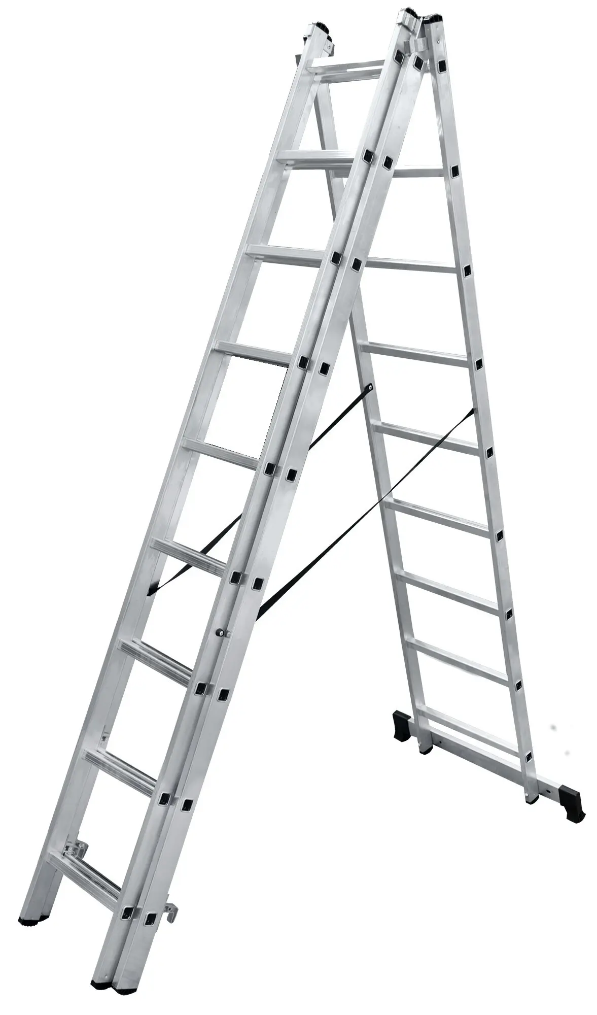 Изображение товара Лестница раскладная выдвижная 3-секционная Standers до 6.64м 9 ступеней алюминиевая Россия