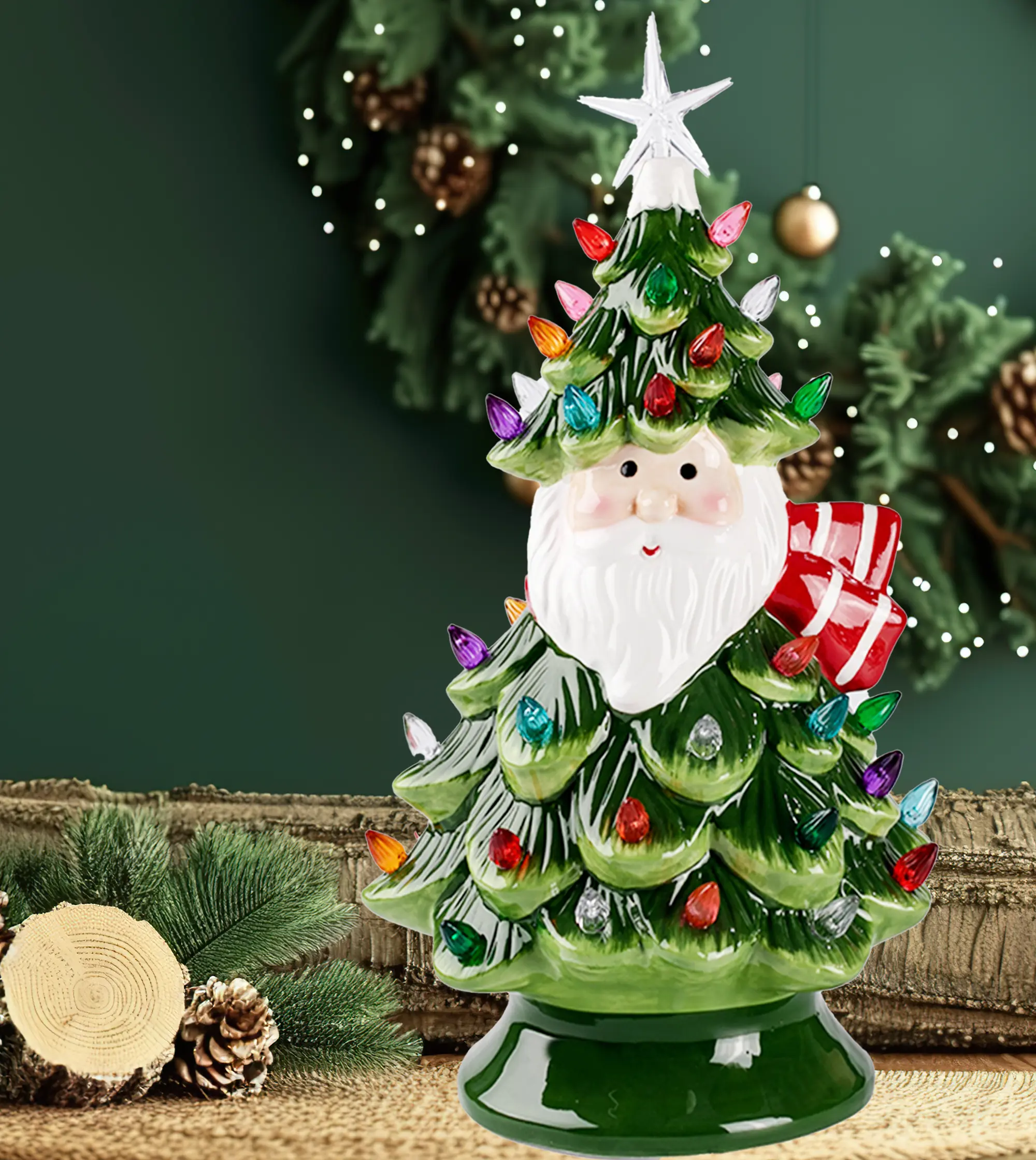 Изображение товара Светящаяся электрическая фигура Дед Мороз для дома 40 светодиодов 34 см разноцветный