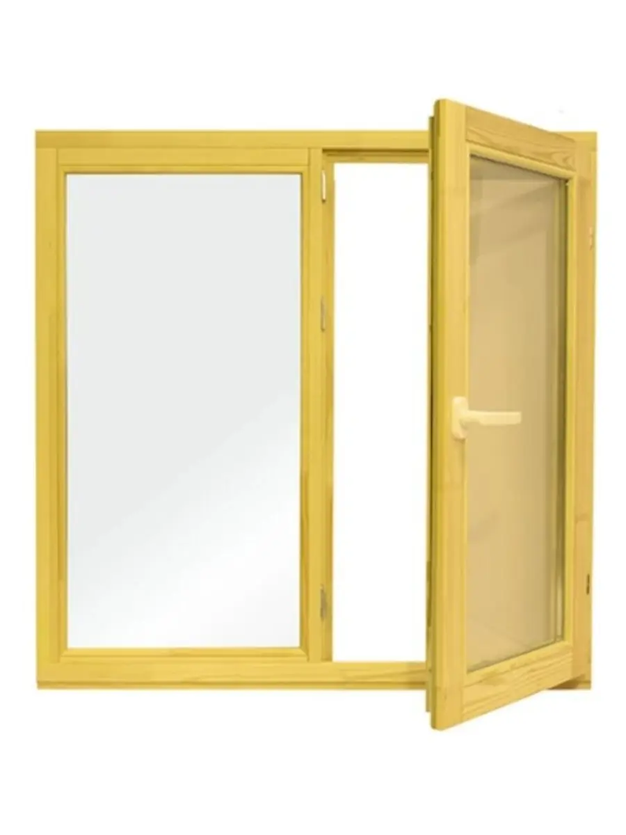 Изображение товара Окно деревянное Timber&Style двухстворчатое правое 1000x1000мм однокамерный стеклопакет бежевый