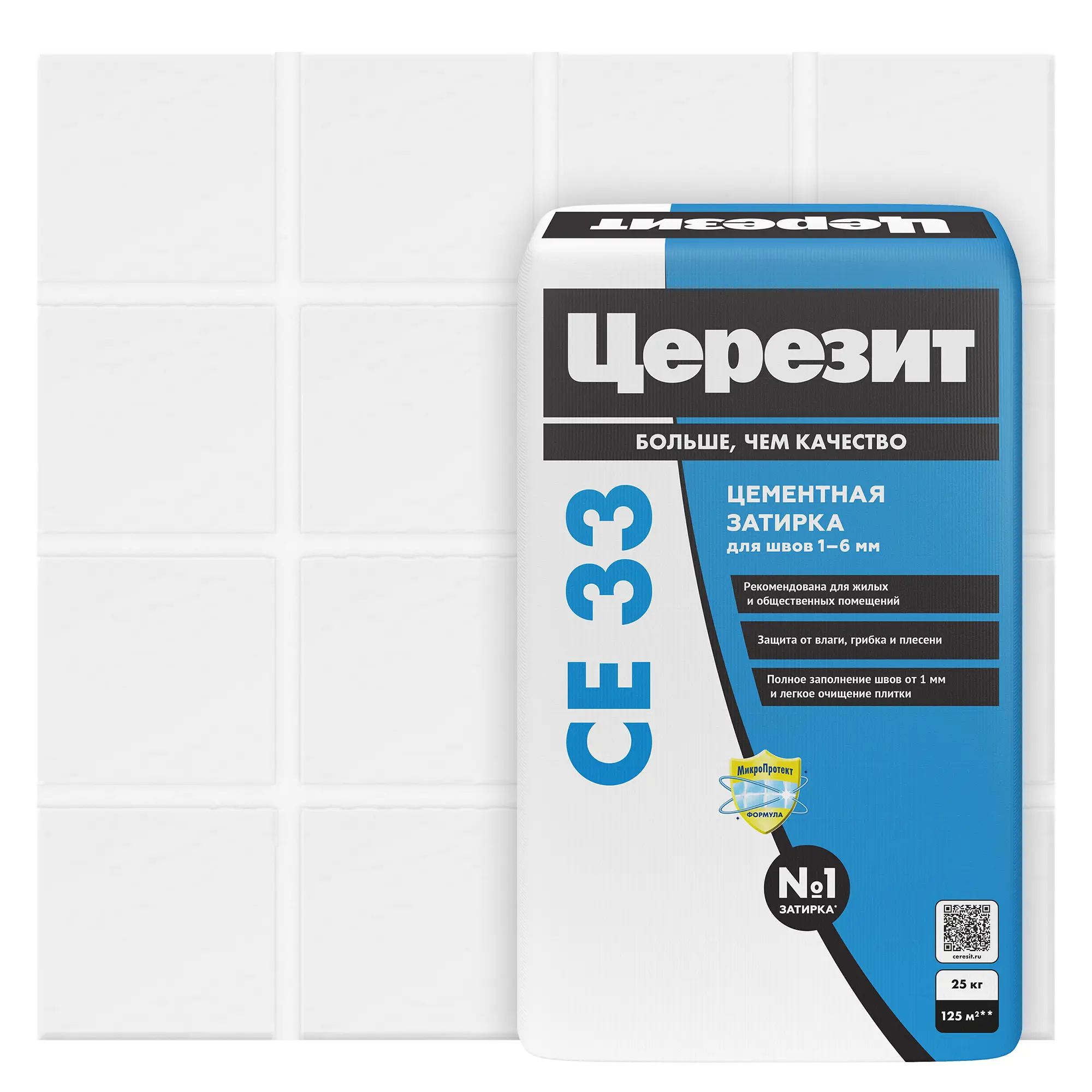 Изображение товара Затирка цементная Церезит CE 33 Comfort, белая 25 кг для швов до 6 мм