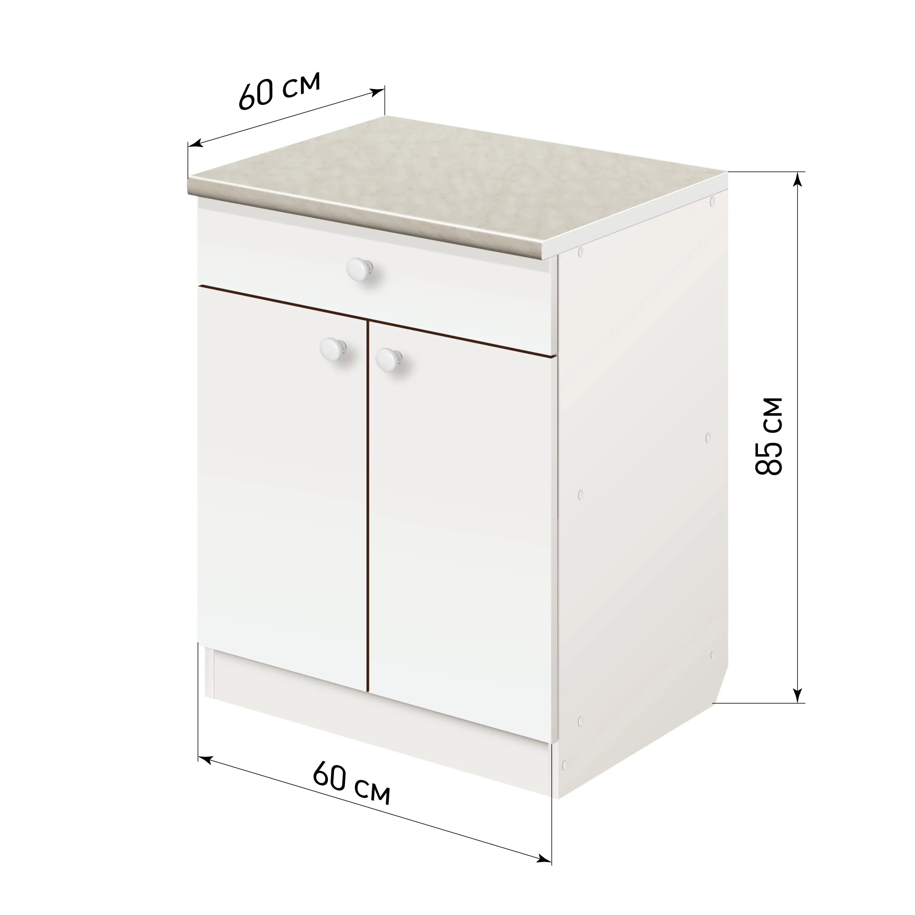 Изображение товара Напольный шкаф Лидер Эконом TY6060Wh 60x85x60 см ЛДСП цвет белый