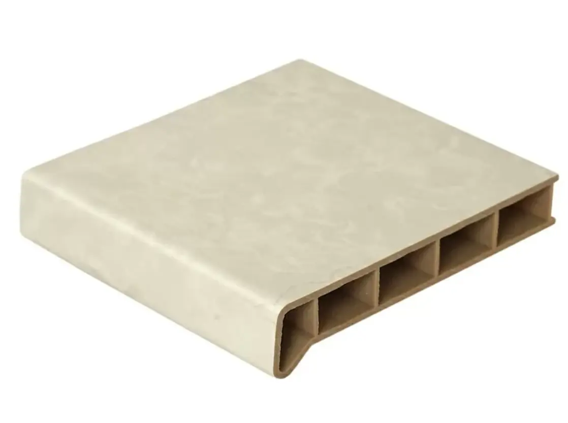 Изображение товара Подоконник пластиковый Moeller с заглушкой 1500x350мм светлый мрамор