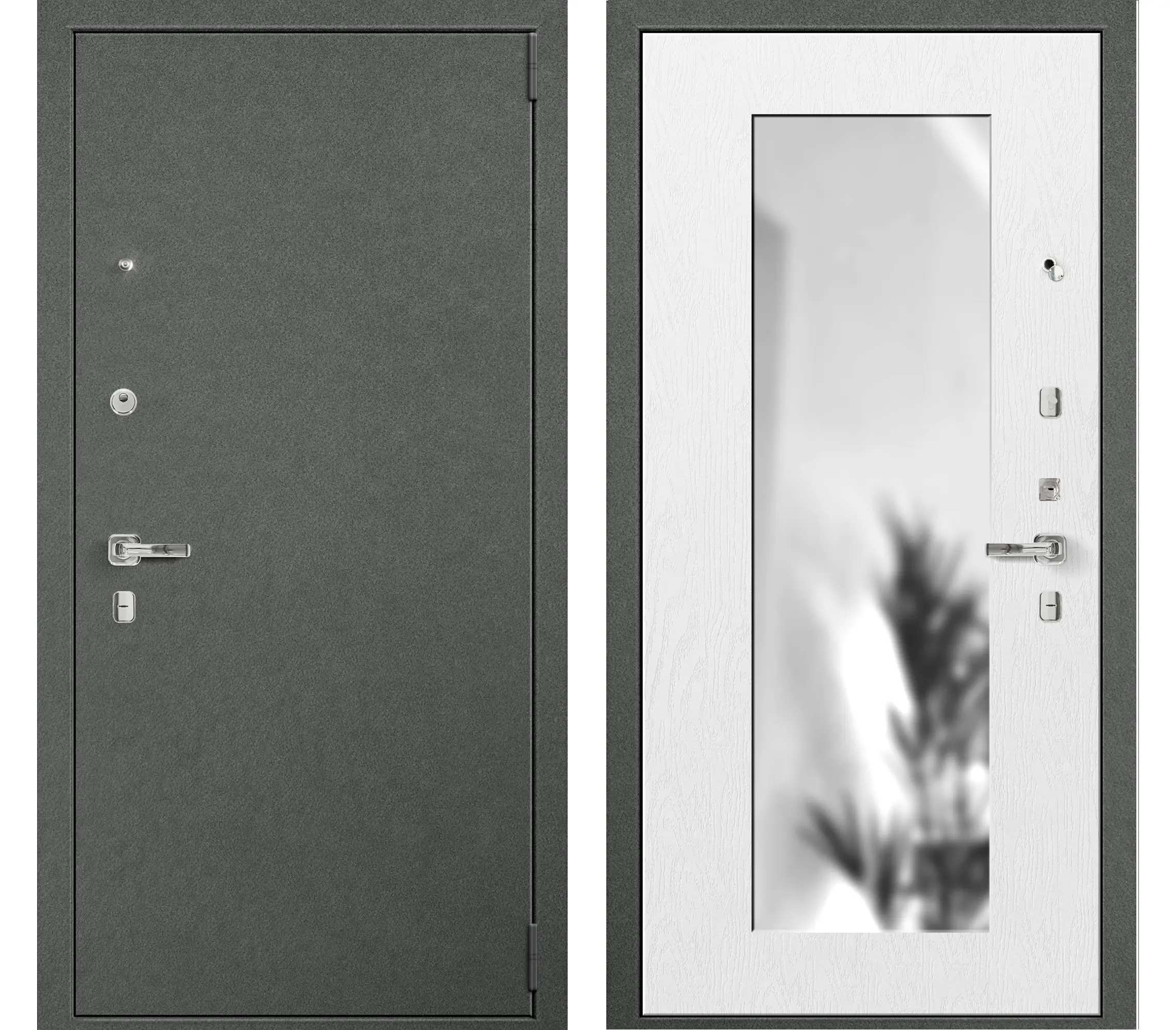 Изображение товара Входная дверь Такт-Тайм Комфорт Лайт 2 200x90см правый дуб белый серый с зеркалом