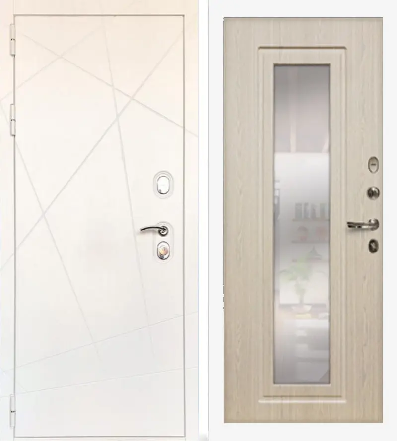 Изображение товара Входная дверь Lex Соната №29, 205x96 см, левый, белый дуб, зеркало