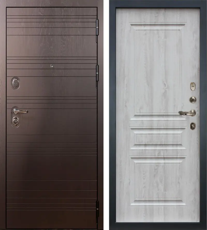 Изображение товара Входная дверь Lex Легион ясень шоколад 96x200 см с двумя замками и броненакладками