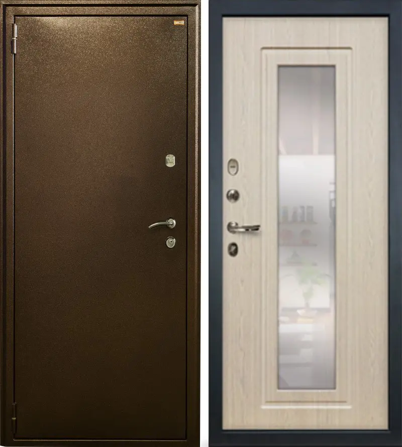 Изображение товара Входная дверь Lex 1А 205x96 см левый антик медь зеркальные вставки