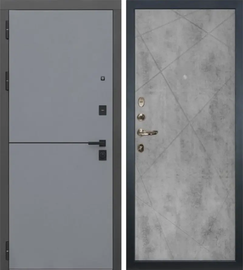 Изображение товара Входная дверь Lex Гранд Модерн 205x96см левый бетон серый с МДФ и двойными замками