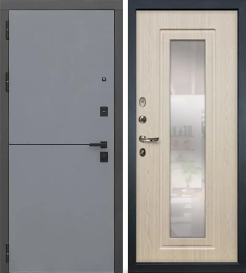 Изображение товара Входная дверь Lex Гранд Модерн 205x96см левый дуб беленый с зеркалом