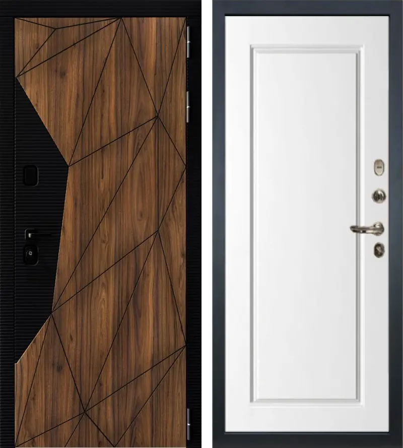 Изображение товара Входная дверь Lex Гранд Премьер 205x96см правый шагрень белая орех коньен-коньяк