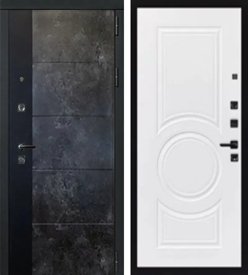 Изображение товара Входная дверь Lex Легион Грей Стоун 205x88см Правый шагрень белая